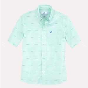 Southern Tide Boys Seafoam Short Sleeve Sport Shirt - Medium